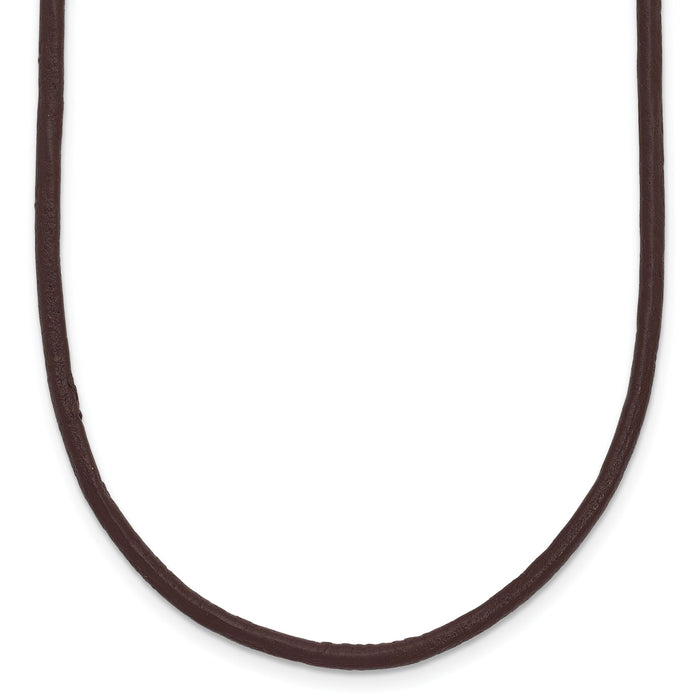 14k 2mm 16in Brown Leather Cord Necklace-XG262-16