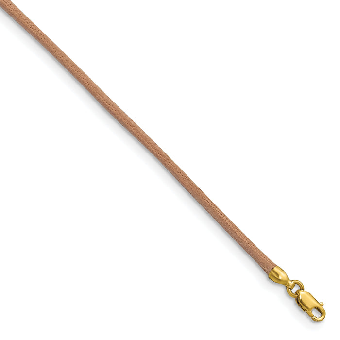 14k 2mm 18in Natural Leather Cord Necklace-XG263-18