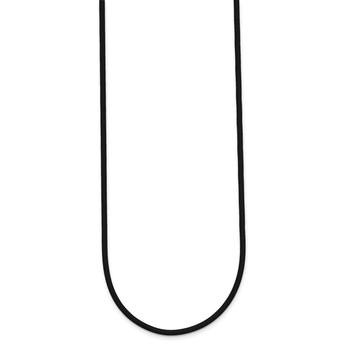 14k 2mm 16in with Yellow Clasp Black Rubber Cord Necklace-XG265-16