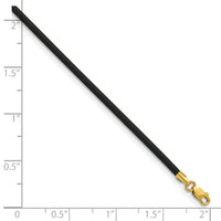 14k 2mm 16in with Yellow Clasp Black Rubber Cord Necklace-XG265-16