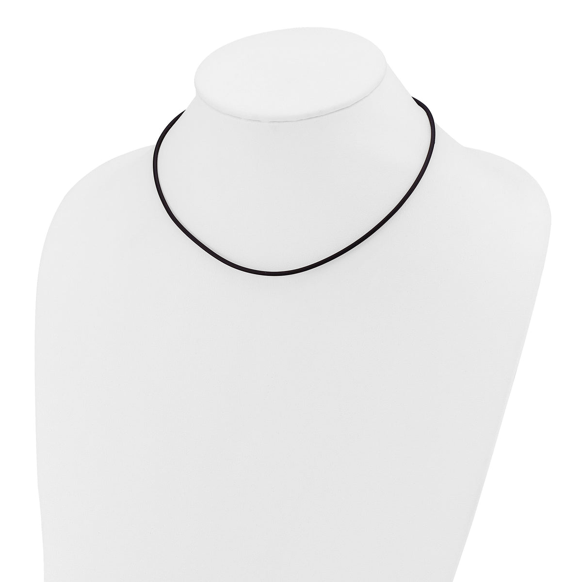 14k 2mm 16in with Yellow Clasp Black Rubber Cord Necklace-XG265-16