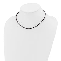14k 2mm 16in with Yellow Clasp Black Rubber Cord Necklace-XG265-16