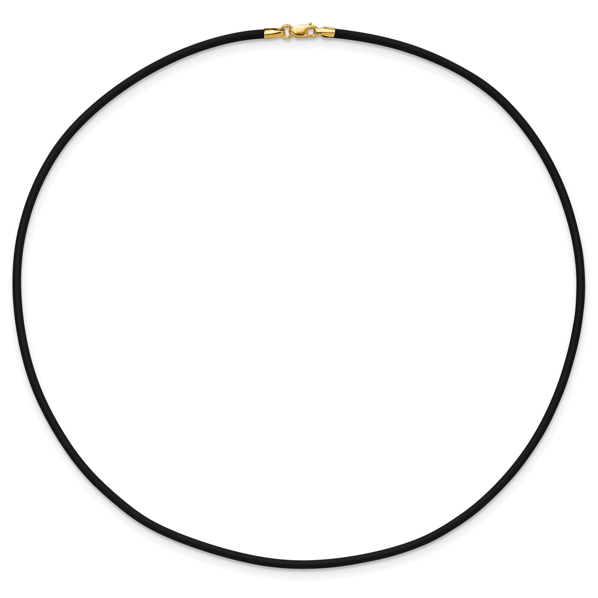 14k 2mm 16in with Yellow Clasp Black Rubber Cord Necklace-XG265-16