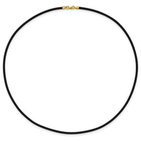 14k 2mm 16in with Yellow Clasp Black Rubber Cord Necklace-XG265-16