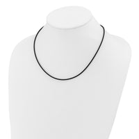 14k 2mm 18in with Yellow Clasp Black Rubber Cord Necklace-XG265-18