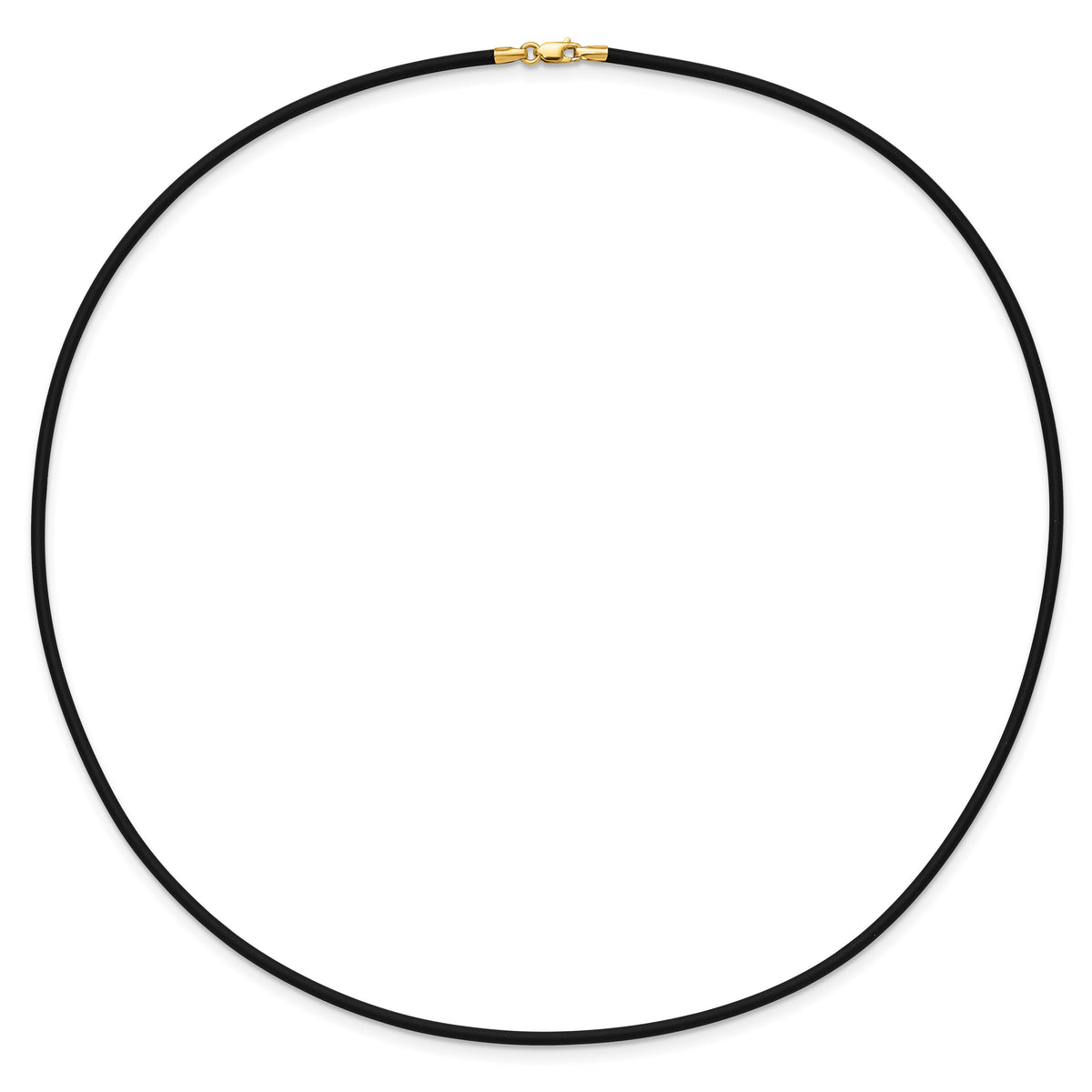 14k 2mm 18in with Yellow Clasp Black Rubber Cord Necklace-XG265-18