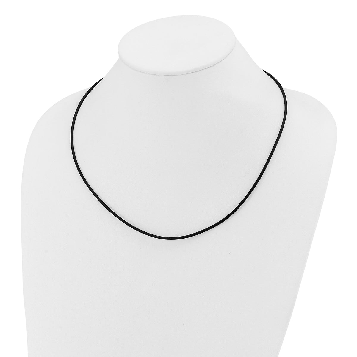 14k 2mm 20in with Yellow Clasp Black Rubber Cord Necklace-XG265-20