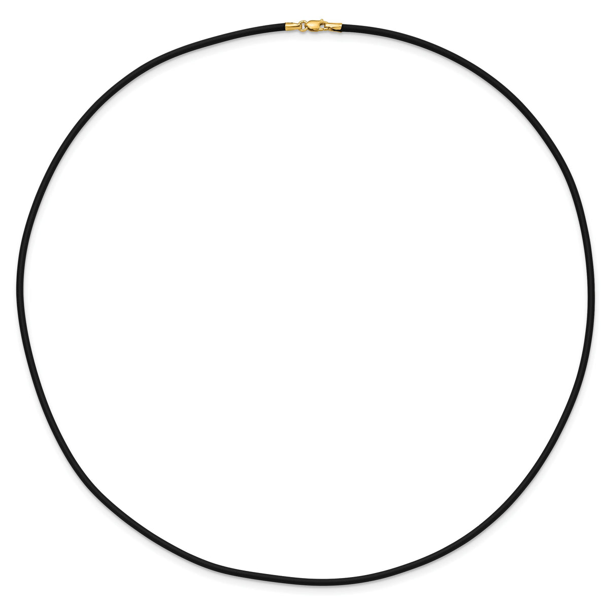 14k 2mm 20in with Yellow Clasp Black Rubber Cord Necklace-XG265-20