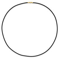 14k 2mm 20in with Yellow Clasp Black Rubber Cord Necklace-XG265-20