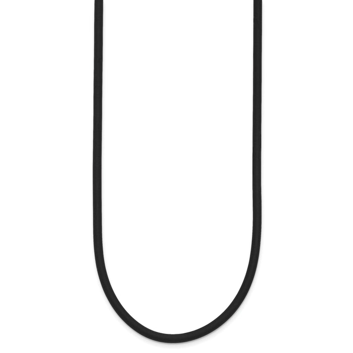14k 3mm 16in with Yellow Clasp Black Rubber Cord Necklace-XG266-16