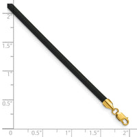 14k 3mm 20in with Yellow Clasp Black Rubber Cord Necklace-XG266-20