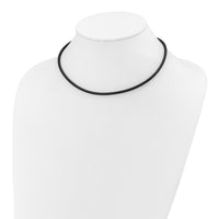 14k 3mm 16in with Yellow Clasp Black Rubber Cord Necklace-XG266-16