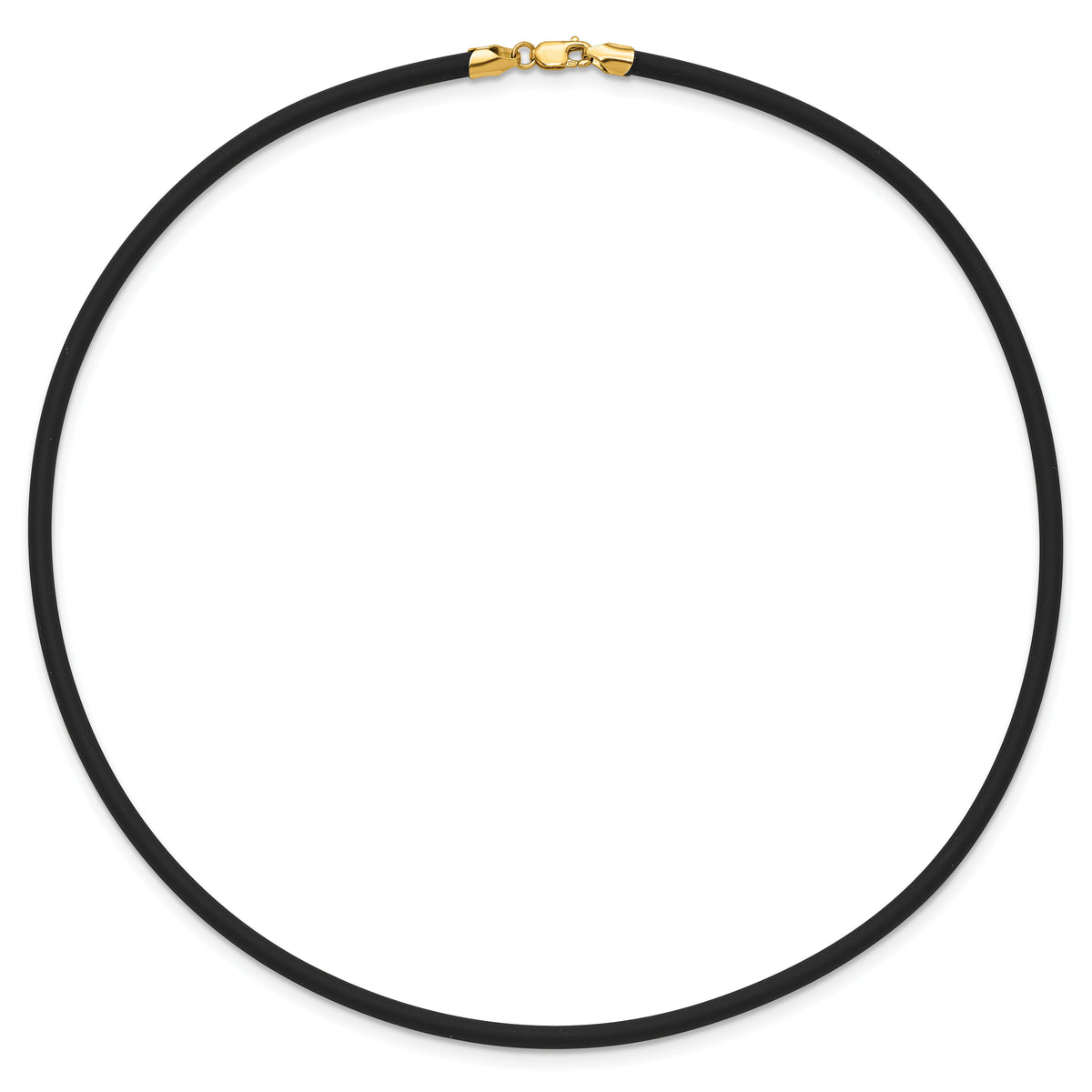 14k 3mm 16in with Yellow Clasp Black Rubber Cord Necklace-XG266-16