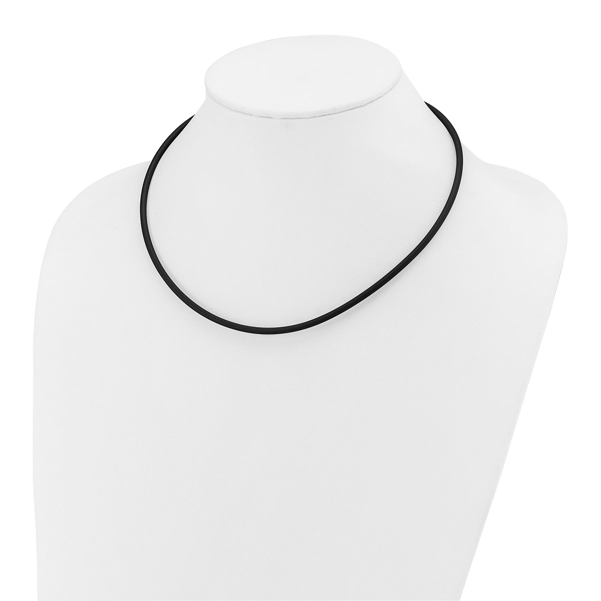 14k 3mm 18in with Yellow Clasp Black Rubber Cord Necklace-XG266-18