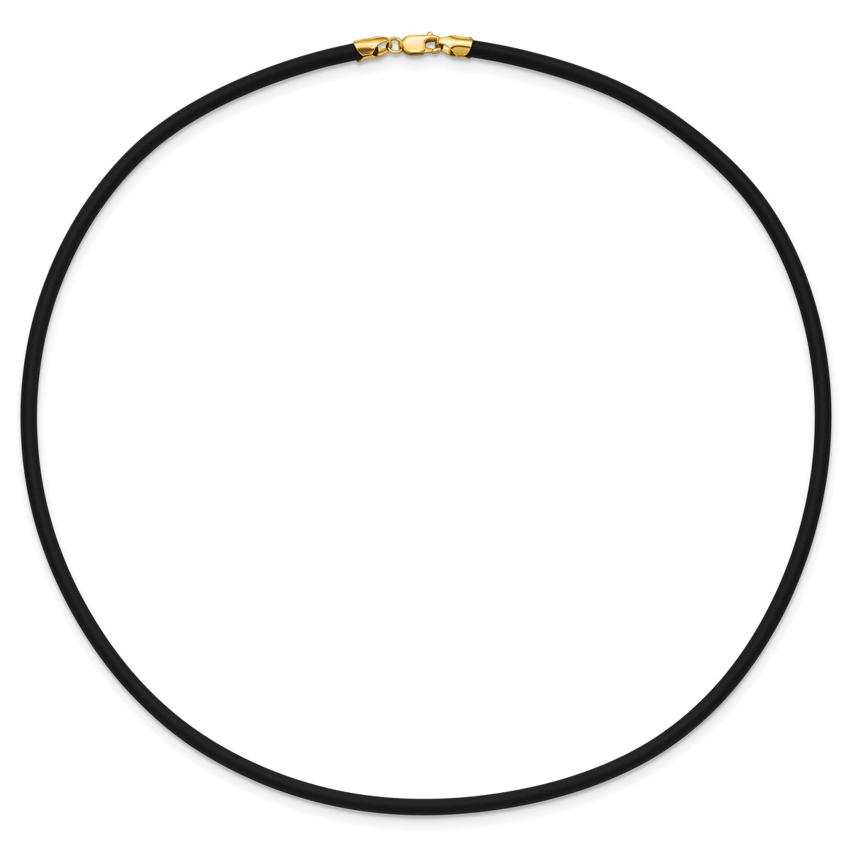 14k 3mm 18in with Yellow Clasp Black Rubber Cord Necklace-XG266-18