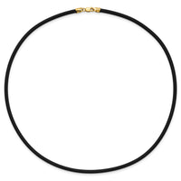 14k 3mm 18in with Yellow Clasp Black Rubber Cord Necklace-XG266-18