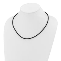 14k 3mm 20in with Yellow Clasp Black Rubber Cord Necklace-XG266-20