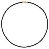 14k 3mm 20in with Yellow Clasp Black Rubber Cord Necklace-XG266-20