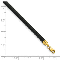 14k 4mm 20in with Yellow Clasp Black Rubber Cord Necklace-XG267-20