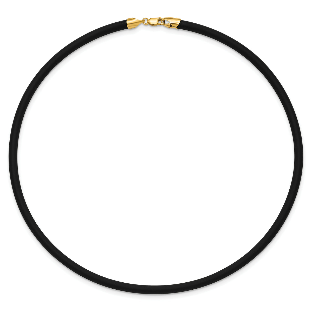 14k 4mm 16in with Yellow Clasp Black Rubber Cord Necklace-XG267-16
