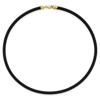 14k 4mm 16in with Yellow Clasp Black Rubber Cord Necklace-XG267-16