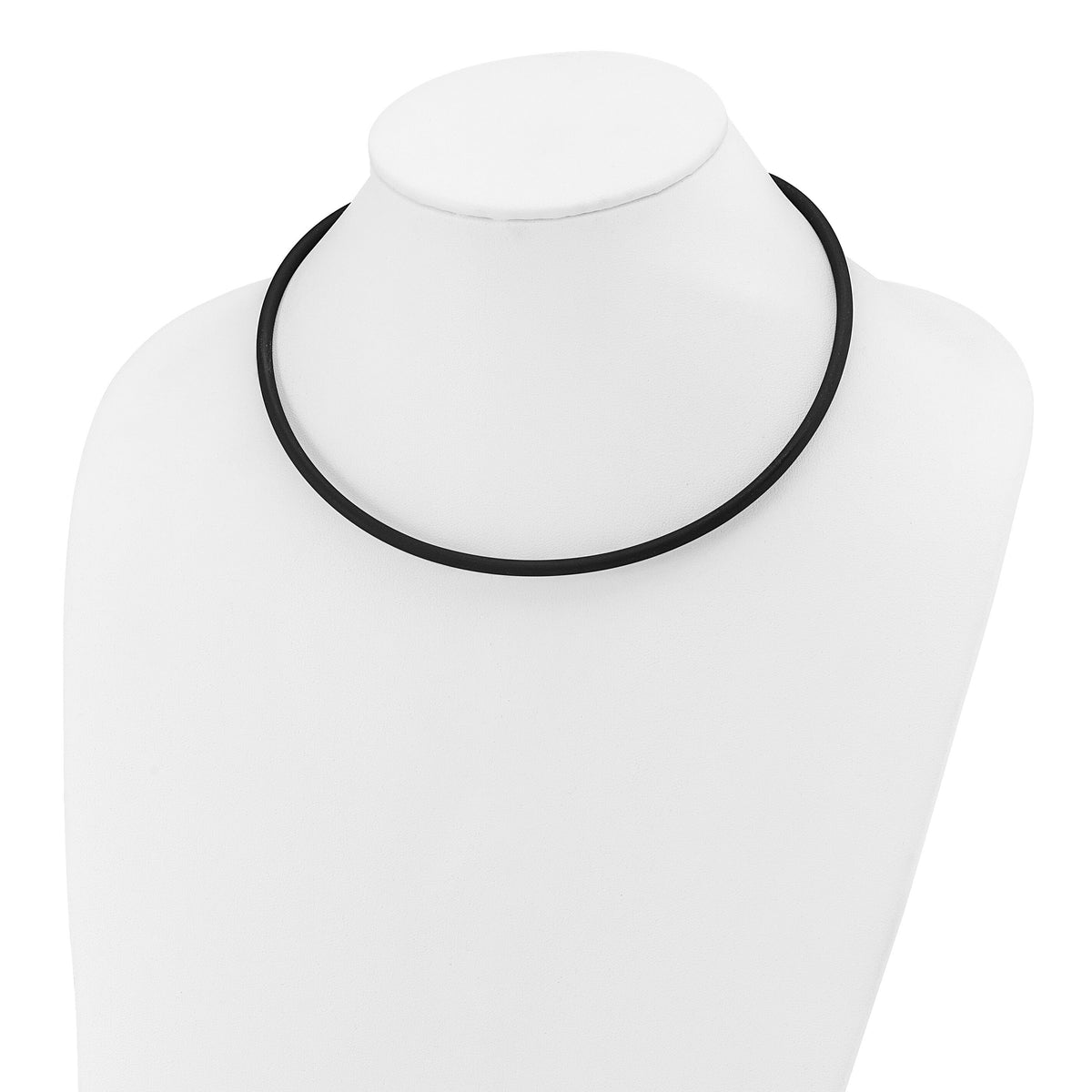 14k 4mm 18in with Yellow Clasp Black Rubber Cord Necklace-XG267-18