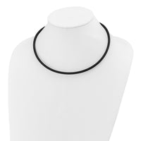 14k 4mm 18in with Yellow Clasp Black Rubber Cord Necklace-XG267-18