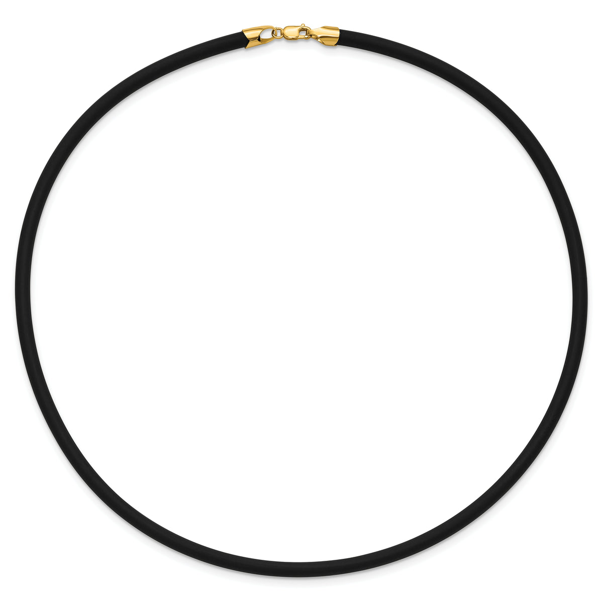 14k 4mm 18in with Yellow Clasp Black Rubber Cord Necklace-XG267-18