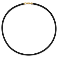 14k 4mm 18in with Yellow Clasp Black Rubber Cord Necklace-XG267-18