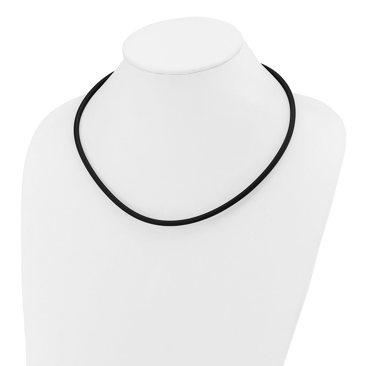 14k 4mm 20in with Yellow Clasp Black Rubber Cord Necklace-XG267-20