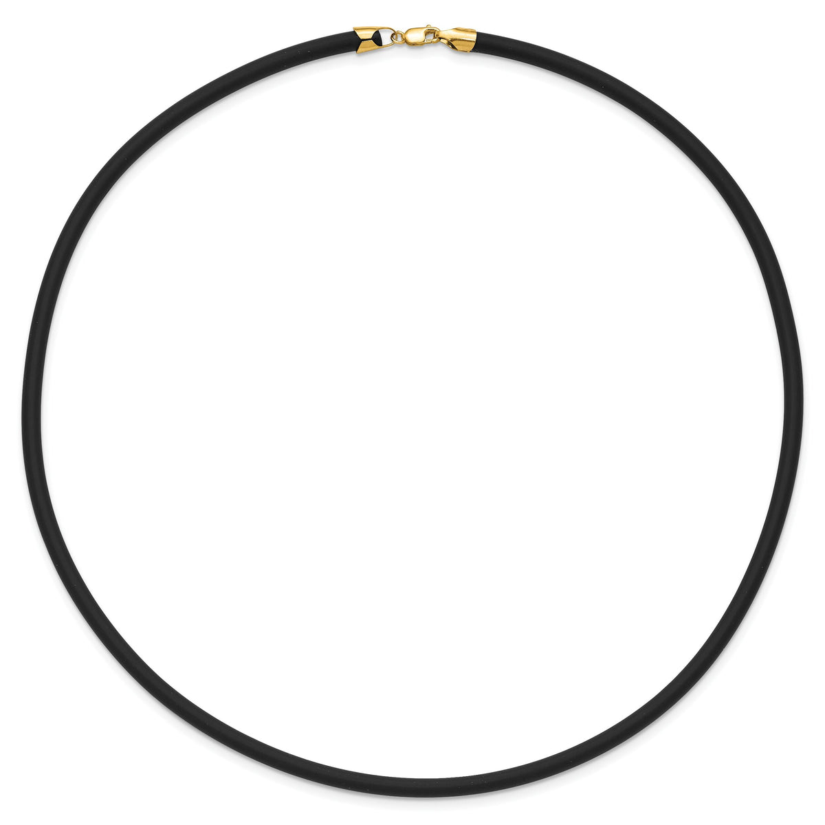 14k 4mm 20in with Yellow Clasp Black Rubber Cord Necklace-XG267-20