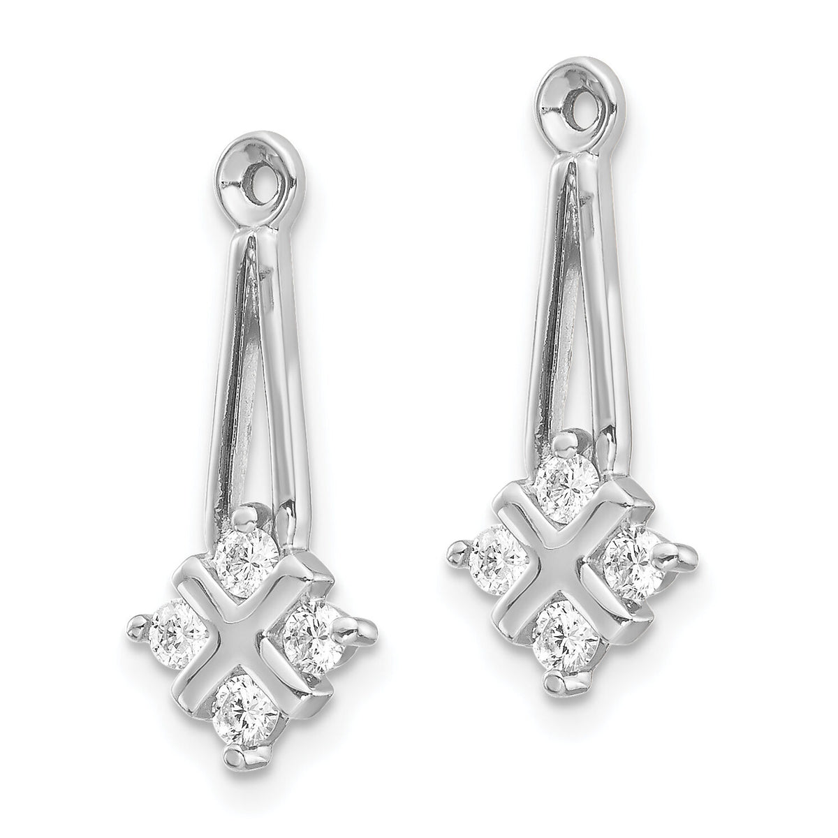 14k White Gold AA Dangle Cluster Diamond Earring Jacket-XJ18WAA