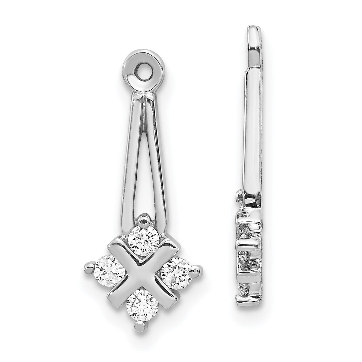 14k White Gold AA Dangle Cluster Diamond Earring Jacket-XJ18WAA