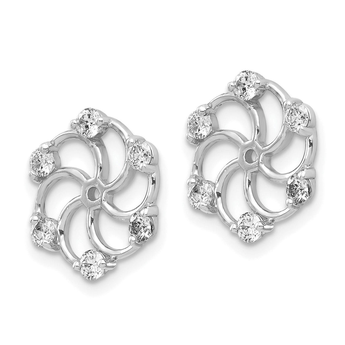 14k White Gold AA Diamond Earring Jackets-XJ5WAA
