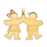 14k Tri-Color Large Boy on Left and Girl on Right Engravable Charm-XK104