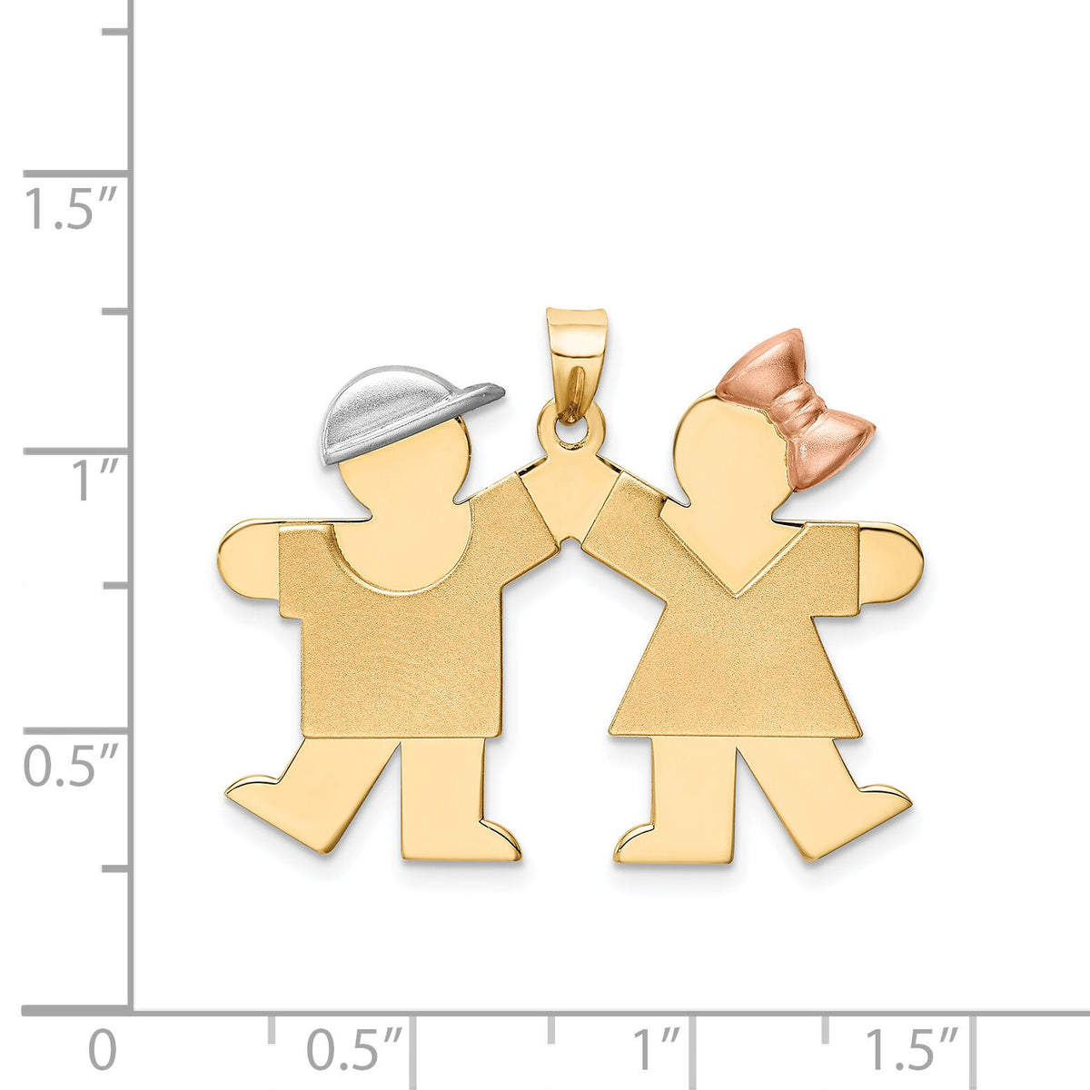 14k Tri-Color Large Boy on Left and Girl on Right Engravable Charm-XK104