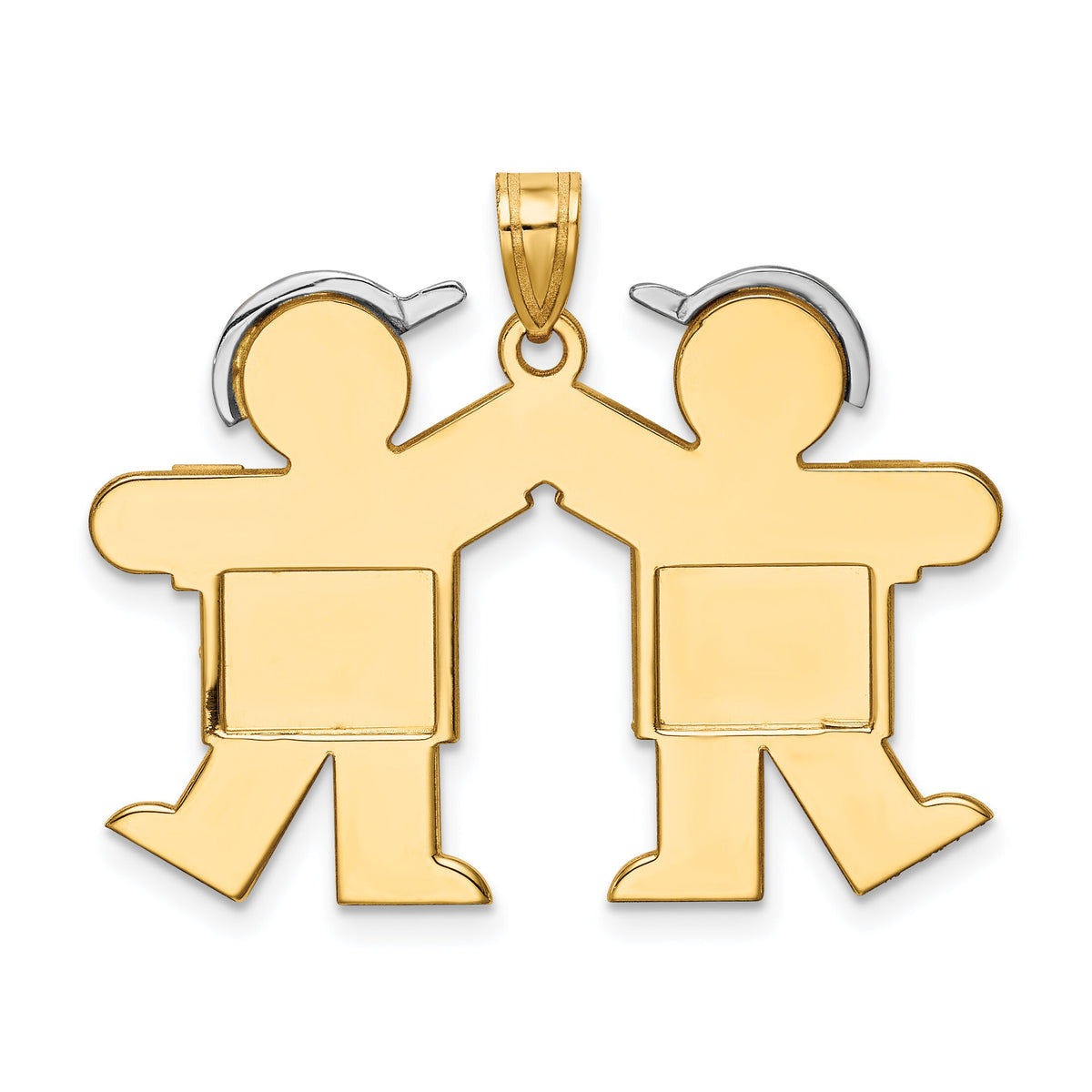 14k Two-Tone Large Double Boys Engravable Charm-XK106