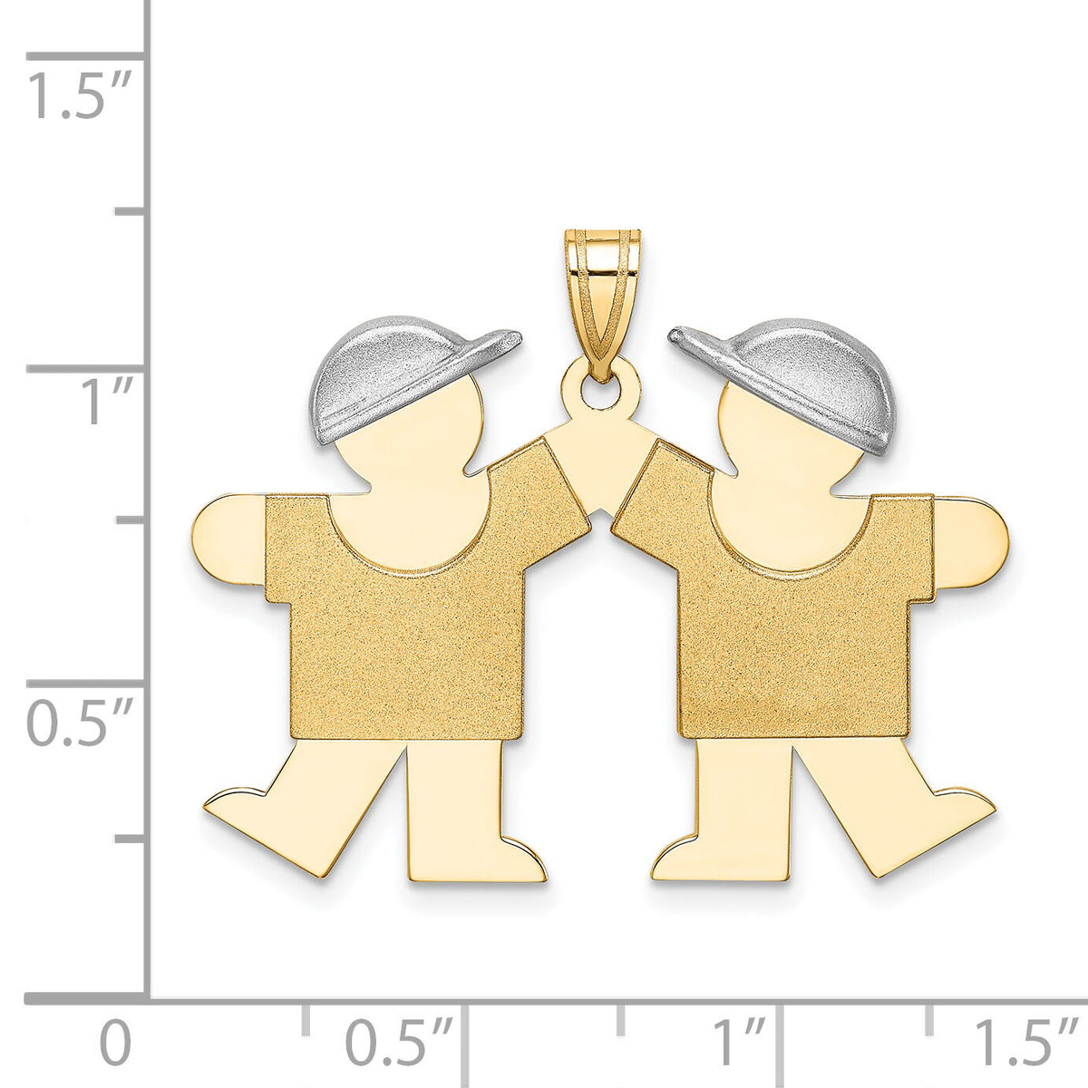 14k Two-Tone Large Double Boys Engravable Charm-XK106