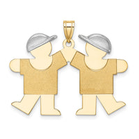 14k Two-Tone Large Double Boys Engravable Charm-XK106
