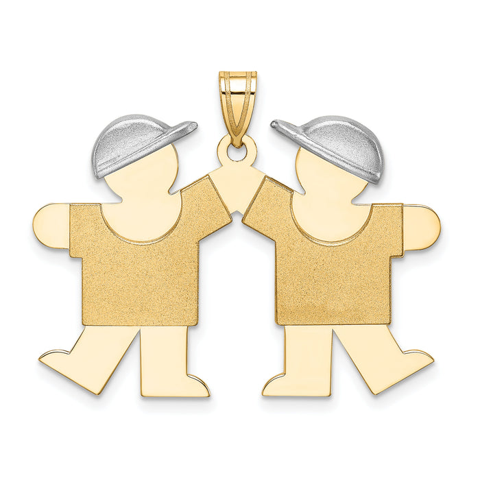 14k Two-Tone Large Double Boys Engravable Charm-XK106