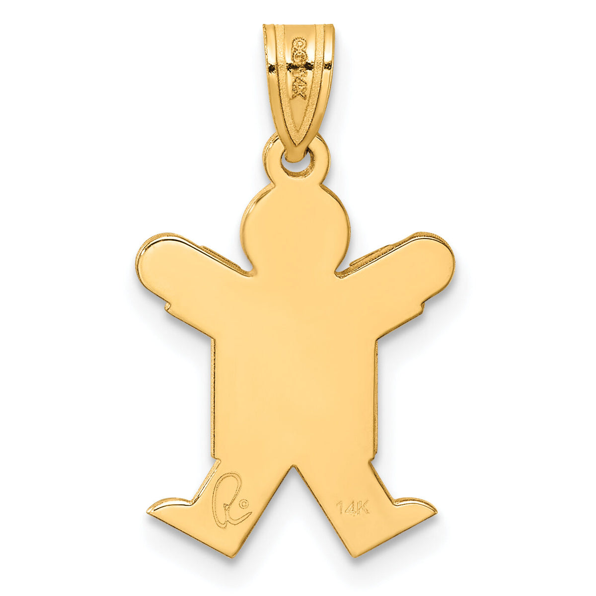14k Solid Satin Engravable Boy Jumping Charm-XK108