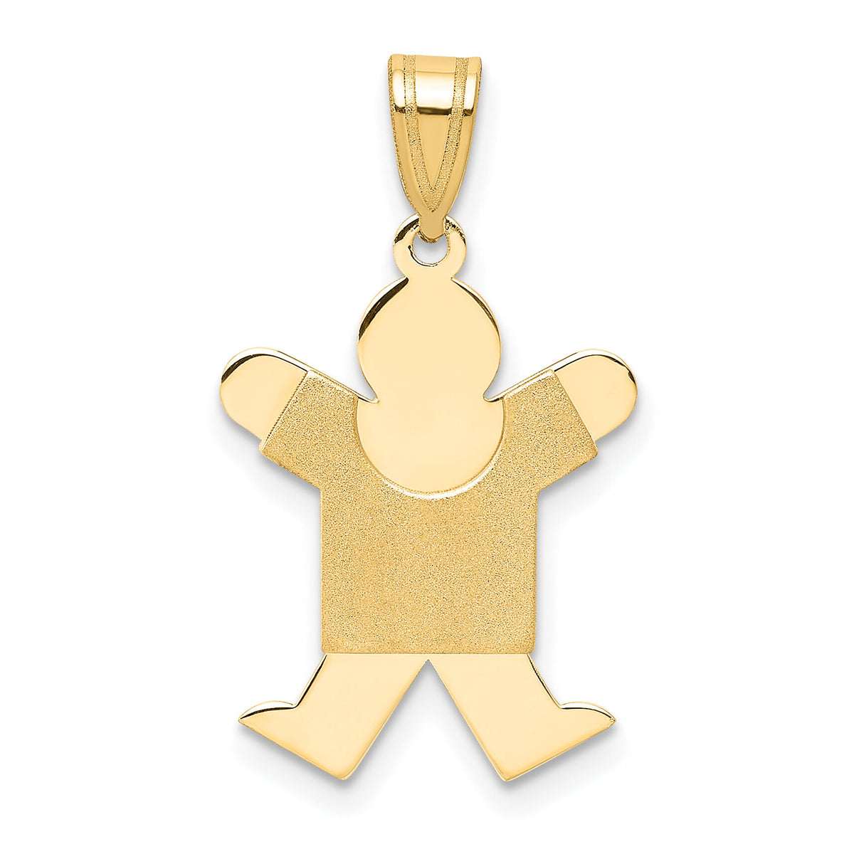 14k Solid Satin Engravable Boy Jumping Charm-XK108