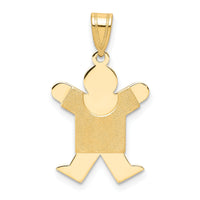14k Solid Satin Engravable Boy Jumping Charm-XK108