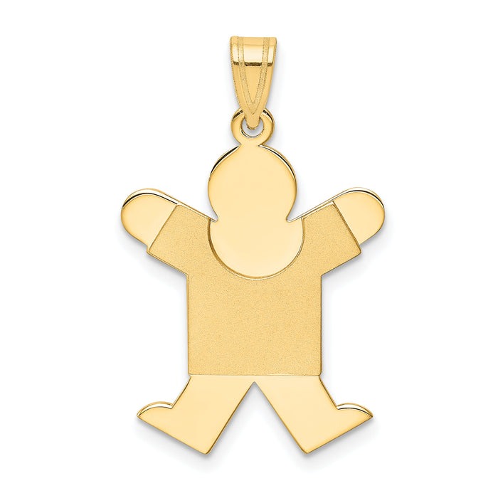 14k Solid Satin Engravable Boy Jumping Charm-XK110