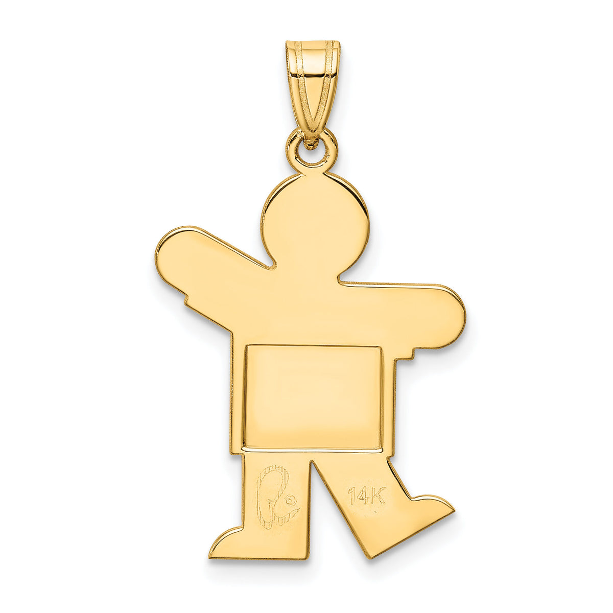 14k Solid Satin Engravable Boy Charm-XK113