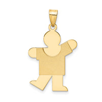 14k Solid Satin Engravable Boy Charm-XK113