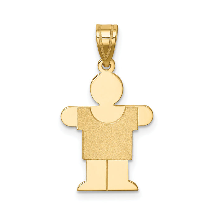 14k Solid Satin Engravable Boy Charm-XK202