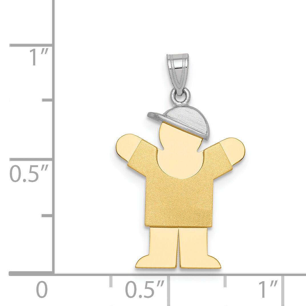 14k Two-Tone Small Boy w/ Hat on Right Engravable Charm-XK203