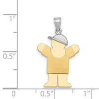 14k Two-Tone Small Boy w/ Hat on Right Engravable Charm-XK203