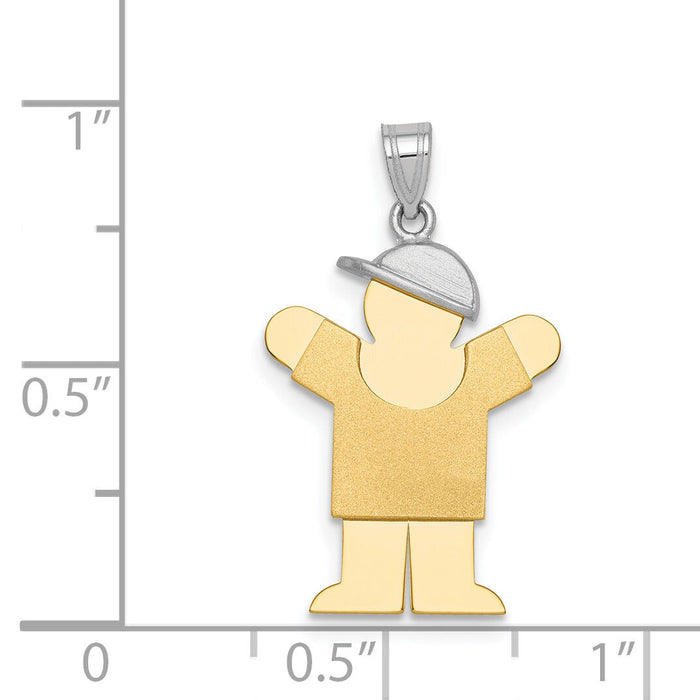 14k Two-Tone Small Boy w/ Hat on Right Engravable Charm-XK203